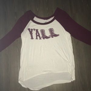 Y’all long sleeve baseball tee